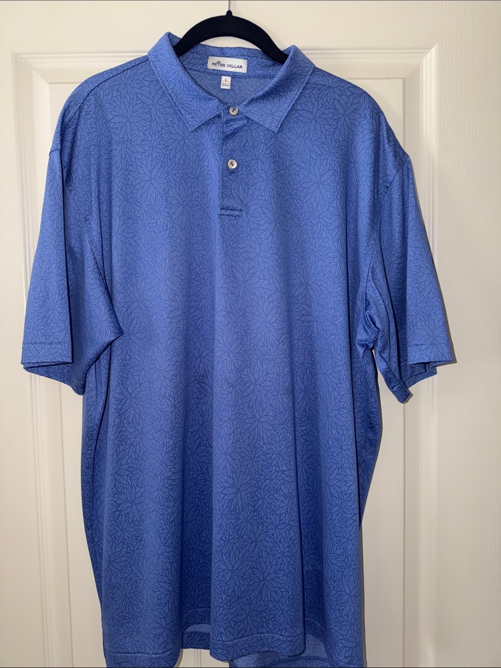 Peter Millar Men's Patterned Royal Blue Polo